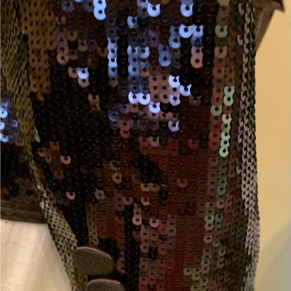 Chicos Shining Tuxe Sheron Jacket Timberglass. Sequins - Picture 8 of 15